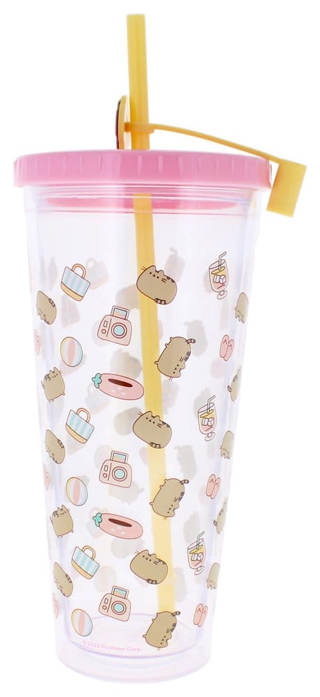 Pusheen Vaso con Paja 700 ml