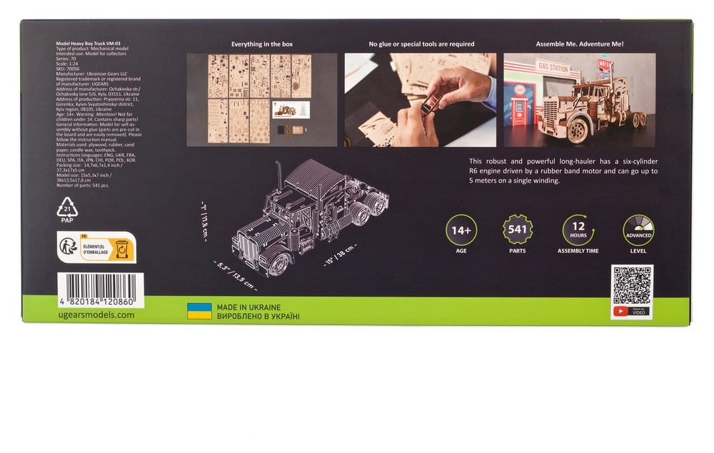 Ugears Puzzle de madera 3D Heavy Boy Truck VM-03