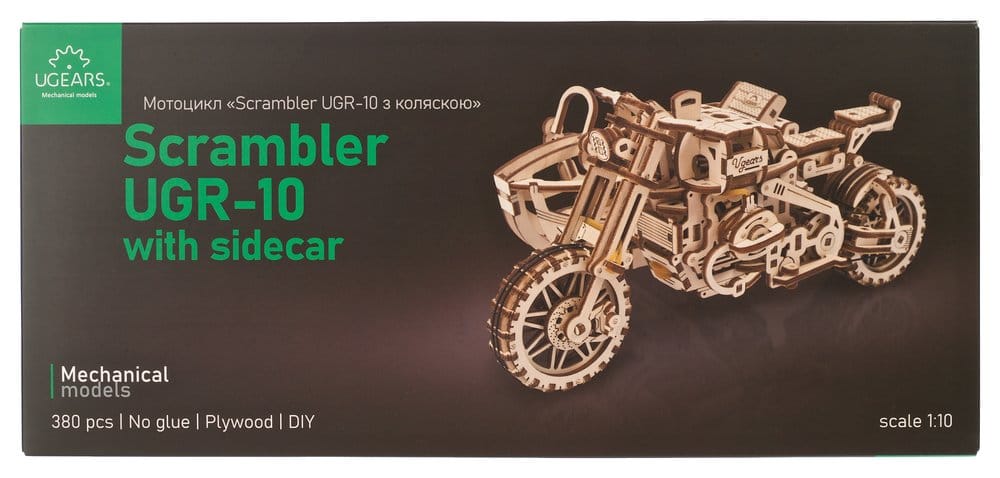 Ugears Puzzle de madera 3D Scrambler UGR-10 con sidecar