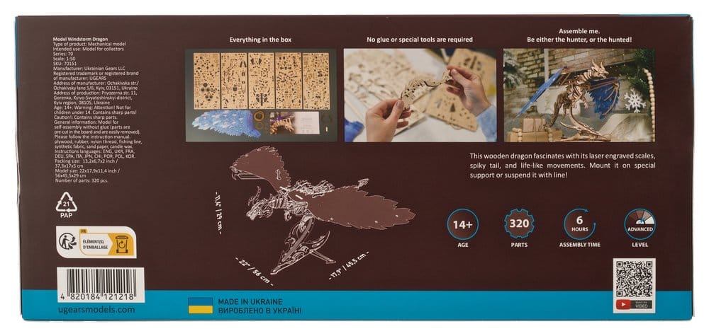 Ugears Puzzle de madera 3D Dragón de la Tempestad