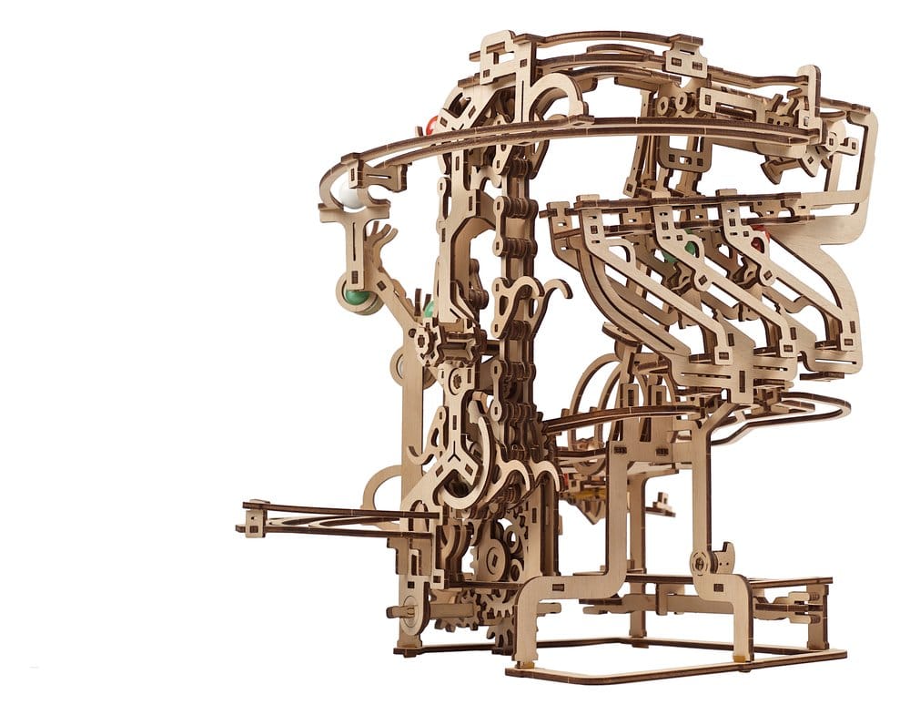 Ugears Puzzle de madera 3D Carrera de Canicas con Elevador de Cadena