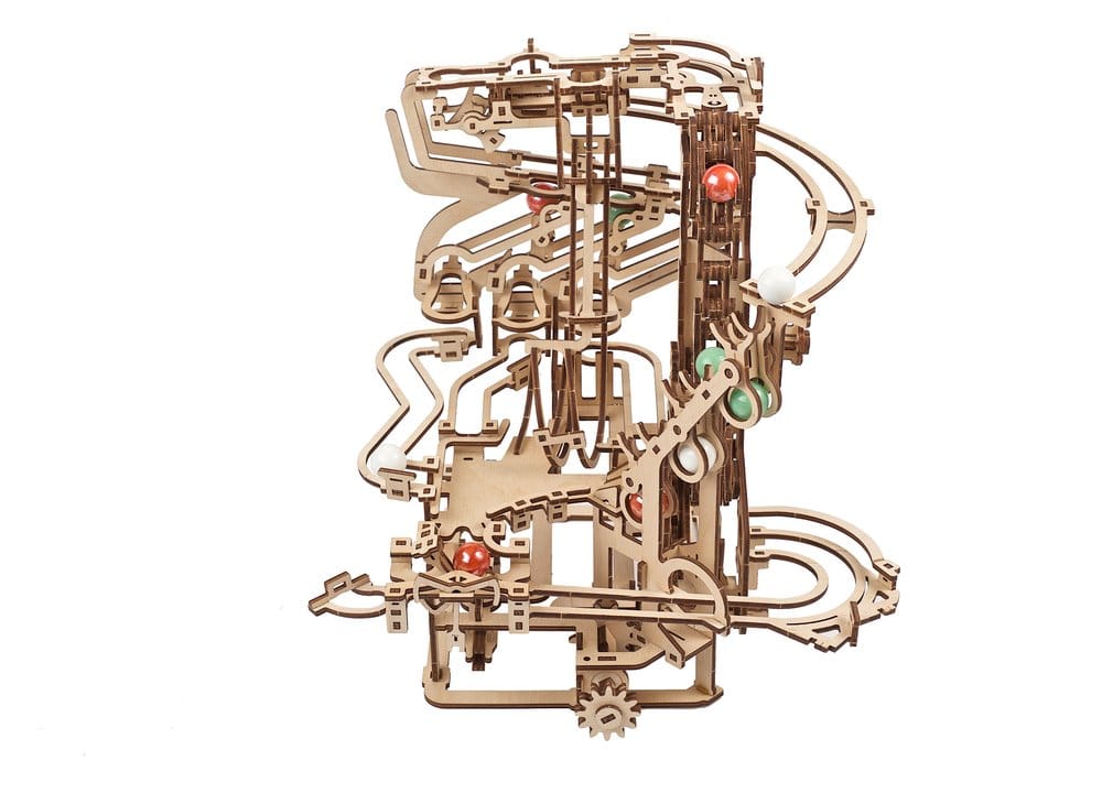 Ugears Puzzle de madera 3D Carrera de Canicas con Elevador de Cadena