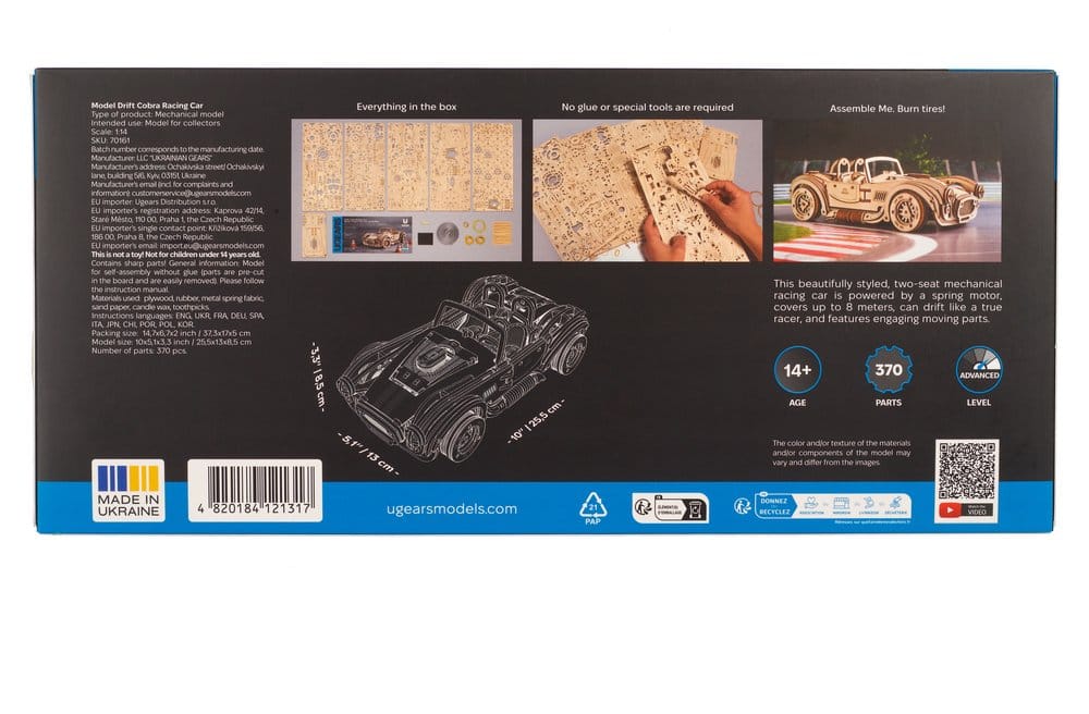 Ugears Puzzle de madera 3D Coche deportivo Cobra Drift