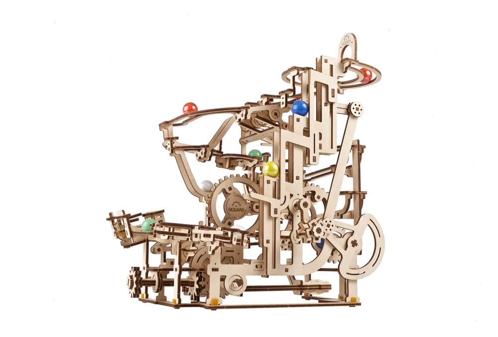 Ugears Puzzle de madera 3D Carrera de Canicas con Elevador por Peldaños