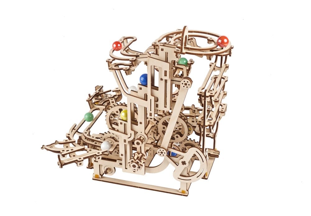 Ugears Puzzle de madera 3D Carrera de Canicas con Elevador por Peldaños