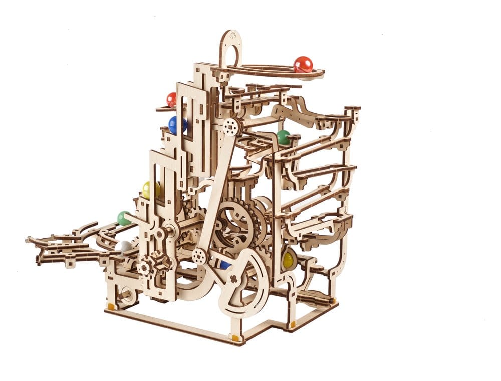 Ugears Puzzle de madera 3D Carrera de Canicas con Elevador por Peldaños
