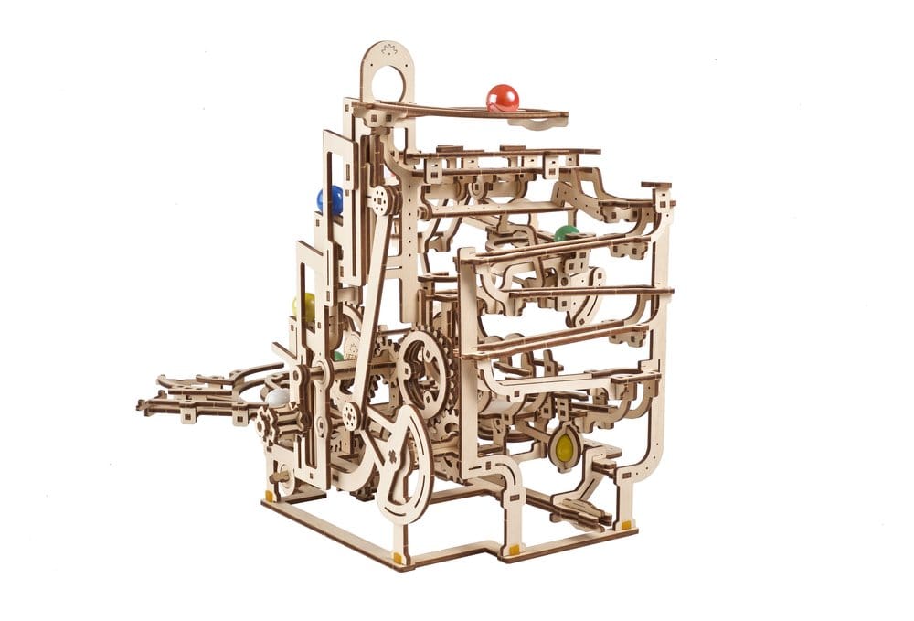 Ugears Puzzle de madera 3D Carrera de Canicas con Elevador por Peldaños