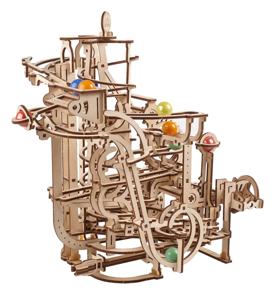 Ugears Puzzle de madera 3D Carrera de Canicas con Elevador en Espiral