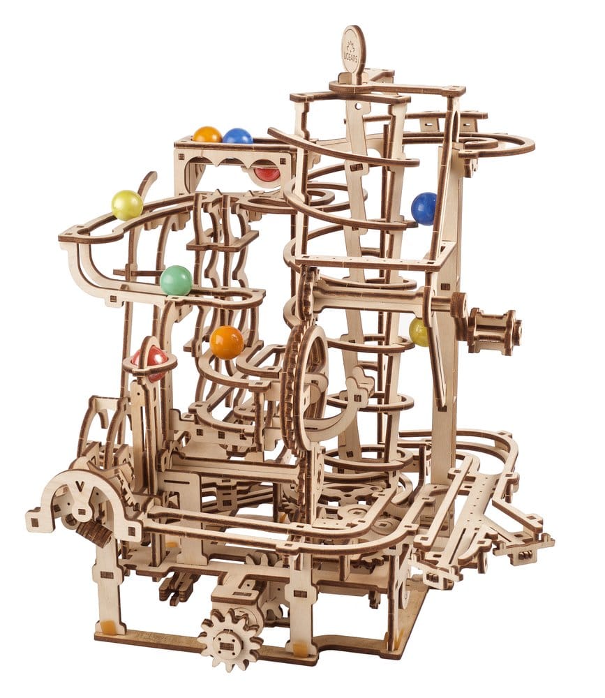 Ugears Puzzle de madera 3D Carrera de Canicas con Elevador en Espiral