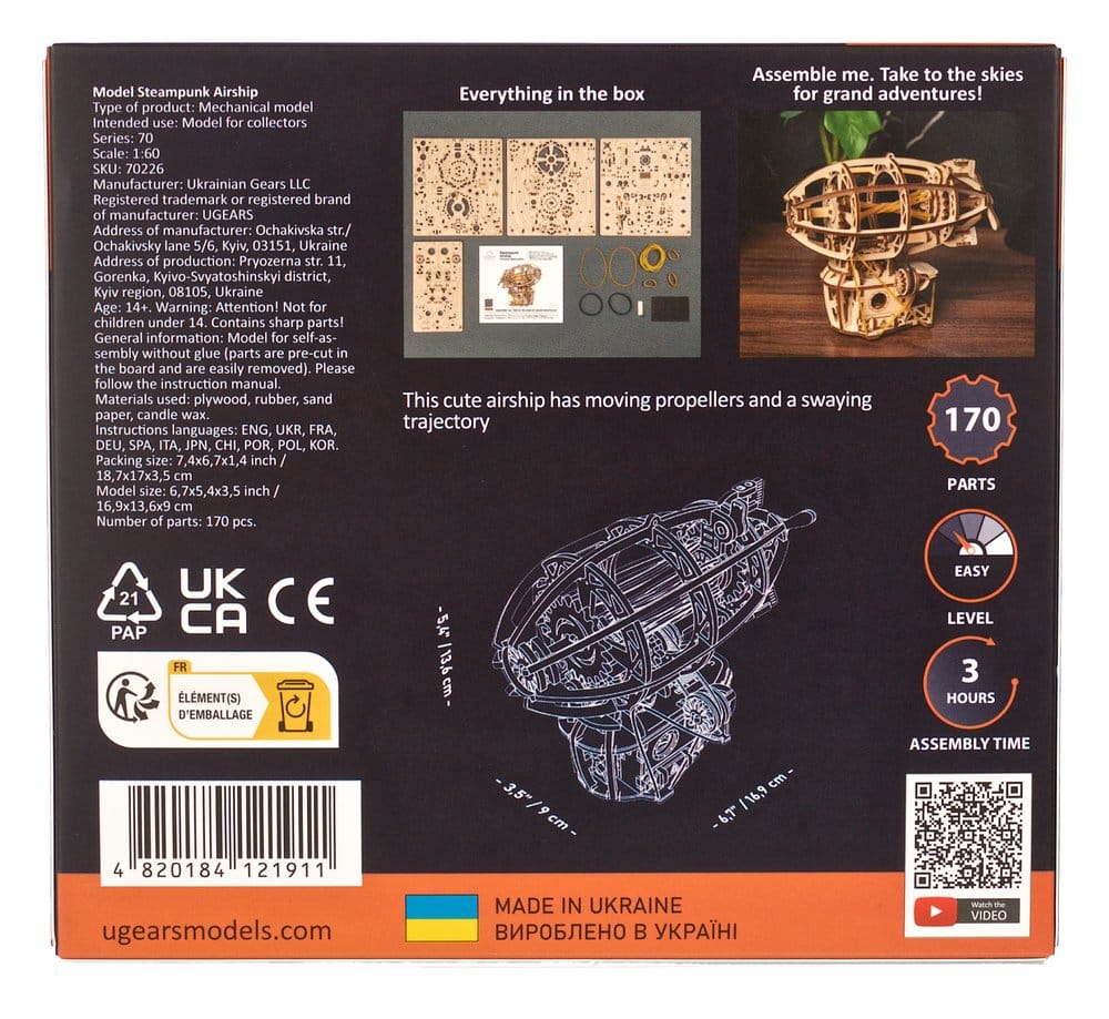 Ugears Puzzle de madera 3D Dirigible Steampunk