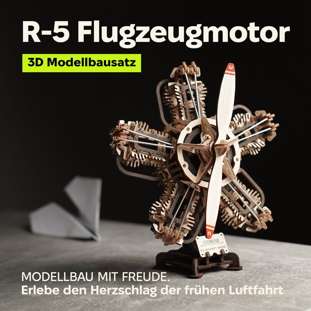 Ugears 3D Maqueta de madera R-5 Motor de avión 25 cm