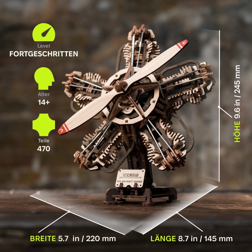 Ugears 3D Maqueta de madera R-5 Motor de avión 25 cm