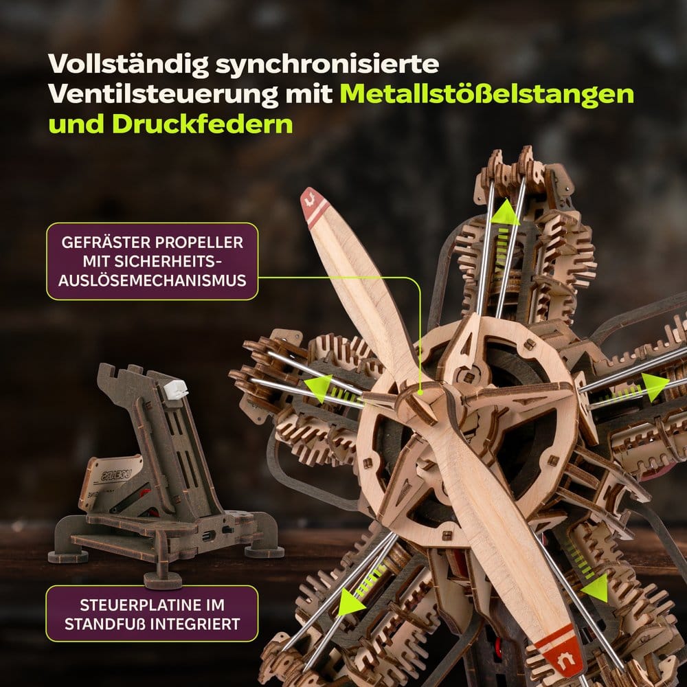 Ugears 3D Maqueta de madera R-5 Motor de avión 25 cm