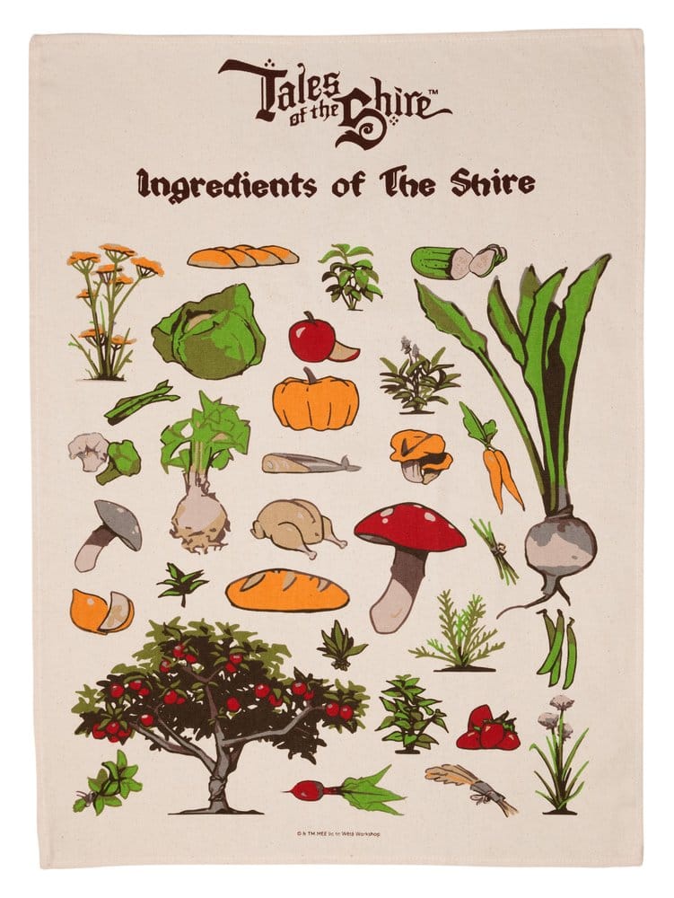 El Señor de los Anillos Paños de cocina Ingredients of The Shire (Tales of the Shire (2025)) 69 cm Frikytopia