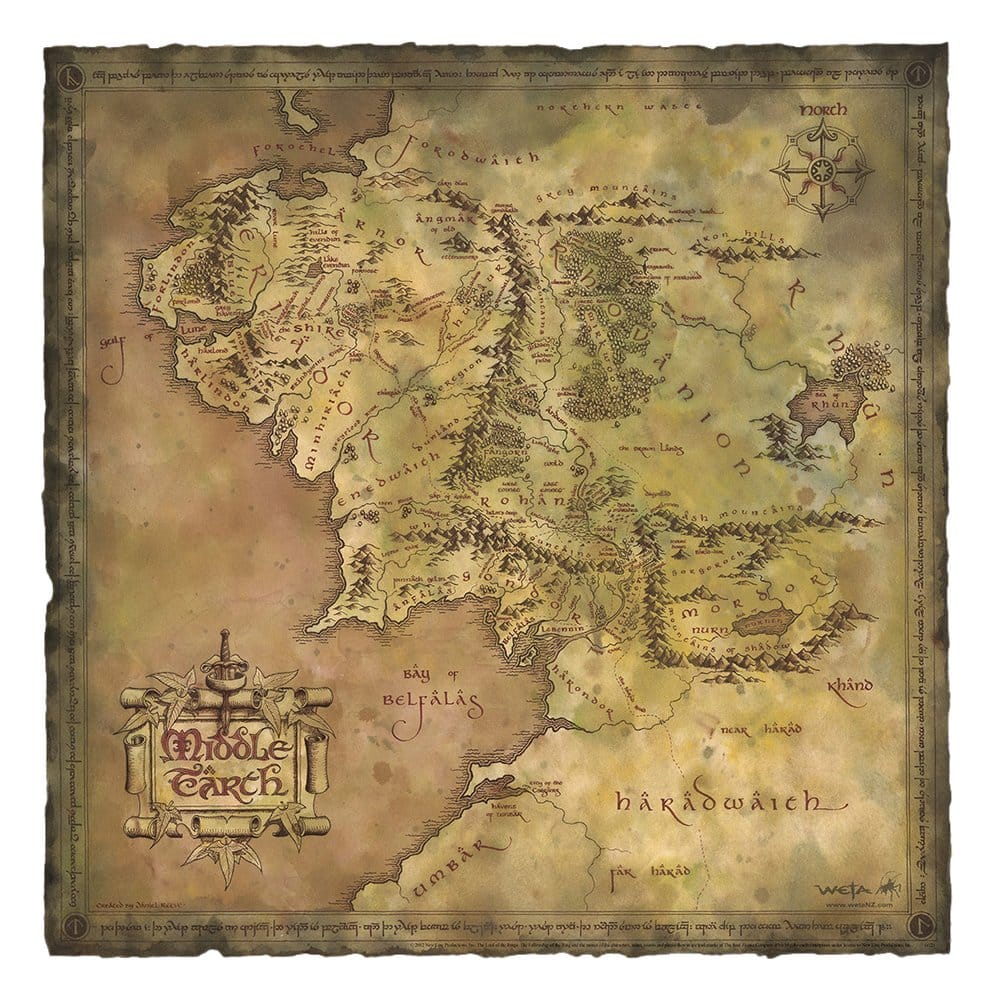 El Señor de los Anillos Litografia Parchment Map of Middle-earth 59 x 30 cm Frikytopia