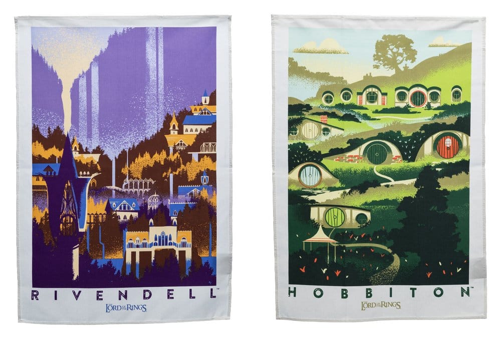 El Señor de los Anillos juego de 2 Paños de cocina Rivendell & Hobbiton 70 cm