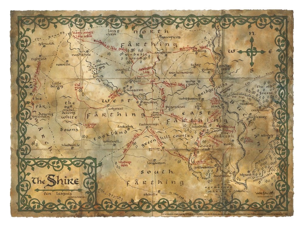 El Hobbit Litografia Map of the Shire 74 x 54 cm Frikytopia