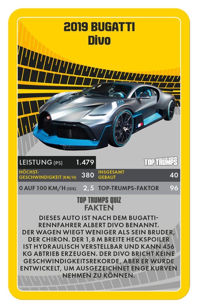Super Cars Juego de cartas Top Trumps *Edición Alemana*