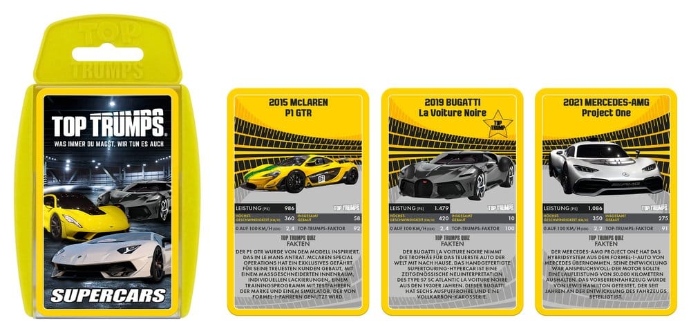 Super Cars Juego de cartas Top Trumps *Edición Alemana*