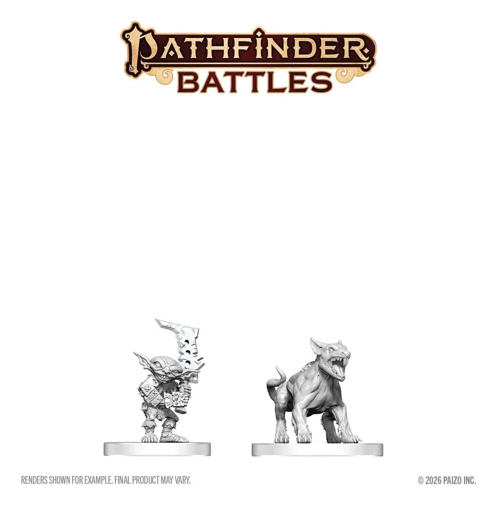 Pathfinder Battles Deep Cuts Miniatura sin pintar Goblin Commando & Goblin Dog 13 cm