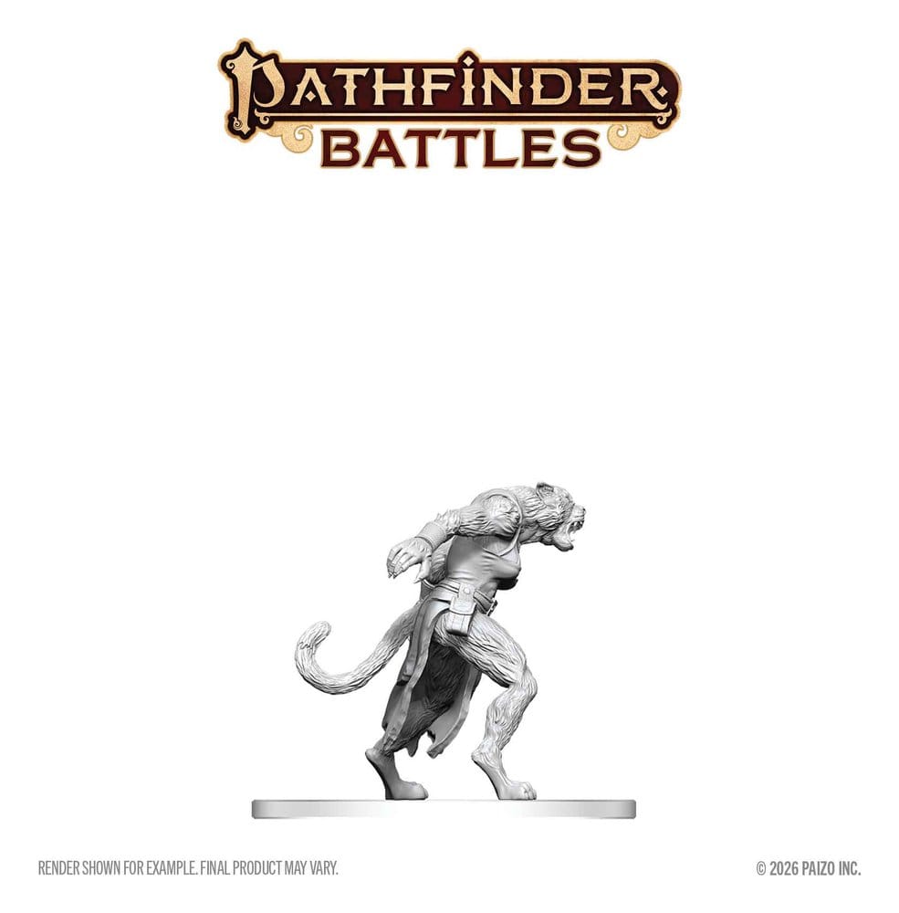 Pathfinder Battles Deep Cuts Miniatura sin pintar Hombre Tigre 13 cm