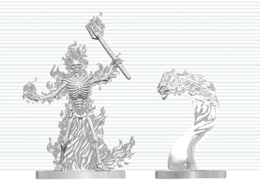 Dungeons & Dragons Nolzur's Marvelous Miniatures Miniatura sin pintar Esqueleto llameante & Cráneo llameante 14 cm
