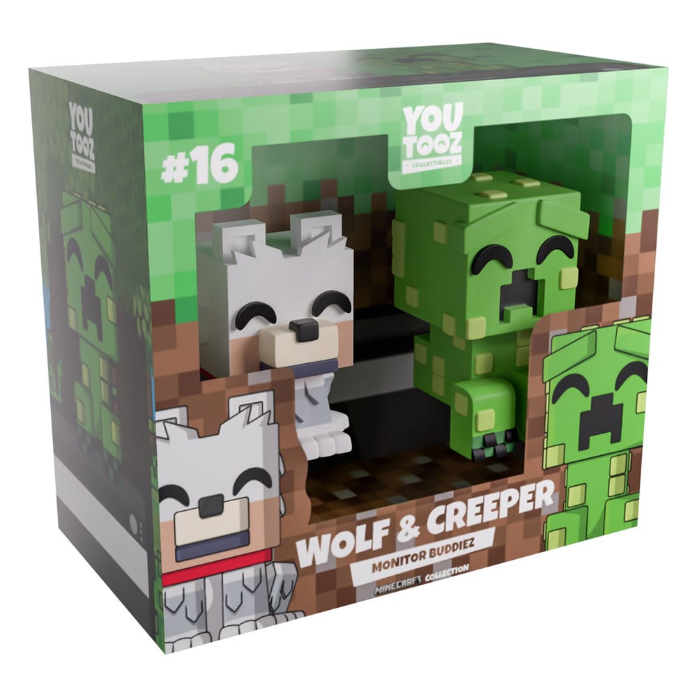 Minecraft Co. Figuras Vinyl Wolf and Creeper Monitor Buddiez